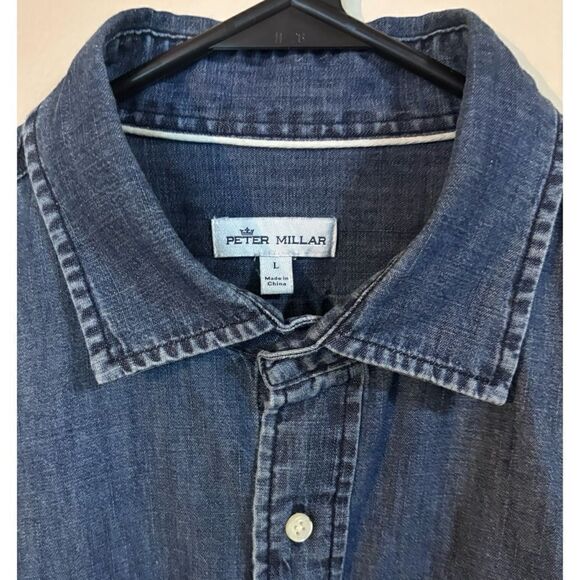 VNT late 80’s Peter Millar denim button-down shirt Size L - Picture 4 of 12